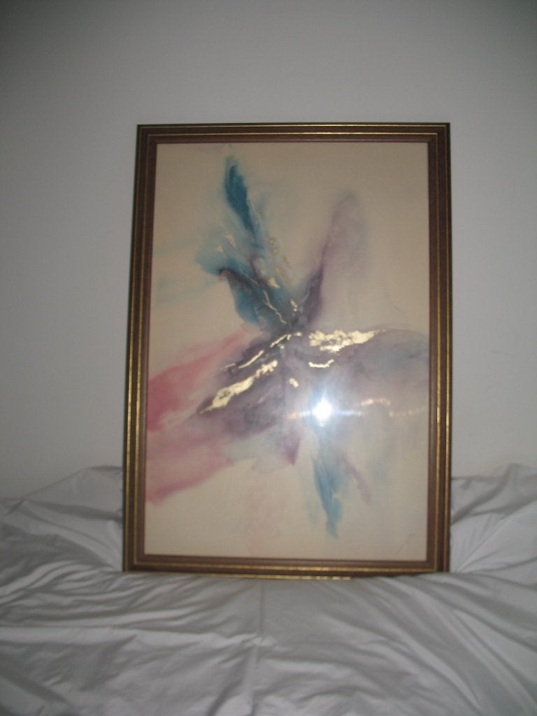 Abstract Kunstwerk met Gouden Accent Deirdre Heller, Ophalen
