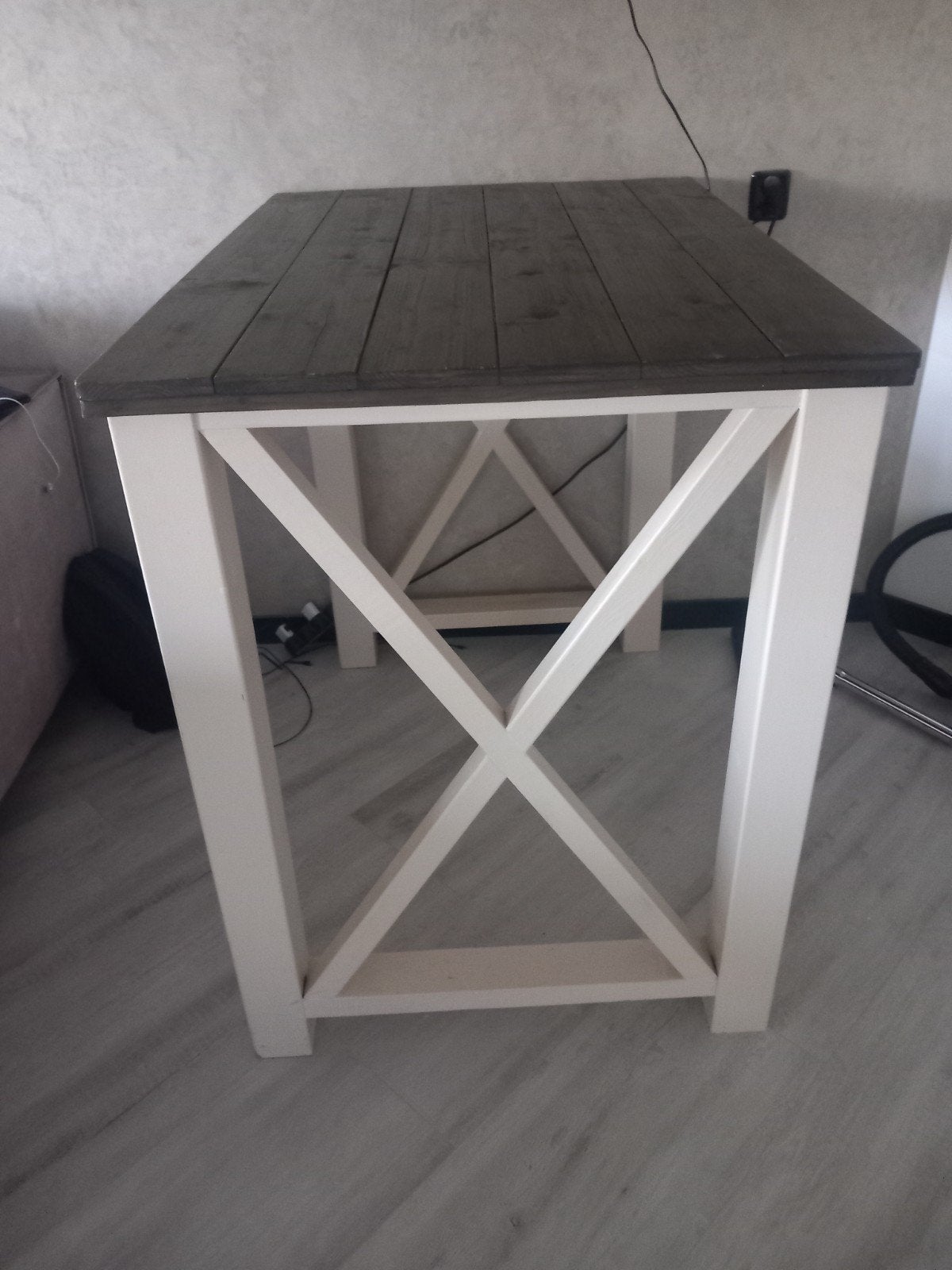 Houten bar met 4 krukken - 85x125x110cm, Huis en Inrichting, Barren, Ophalen of Verzenden, Gebruikt, Inclusief barstoelen