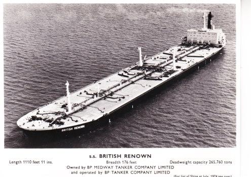 Tanker s.s. British Renown. Met vlootlijst achterop. 25-03, Ophalen of Verzenden, Zo goed als nieuw, Motorboot, Kaart, Foto of Prent