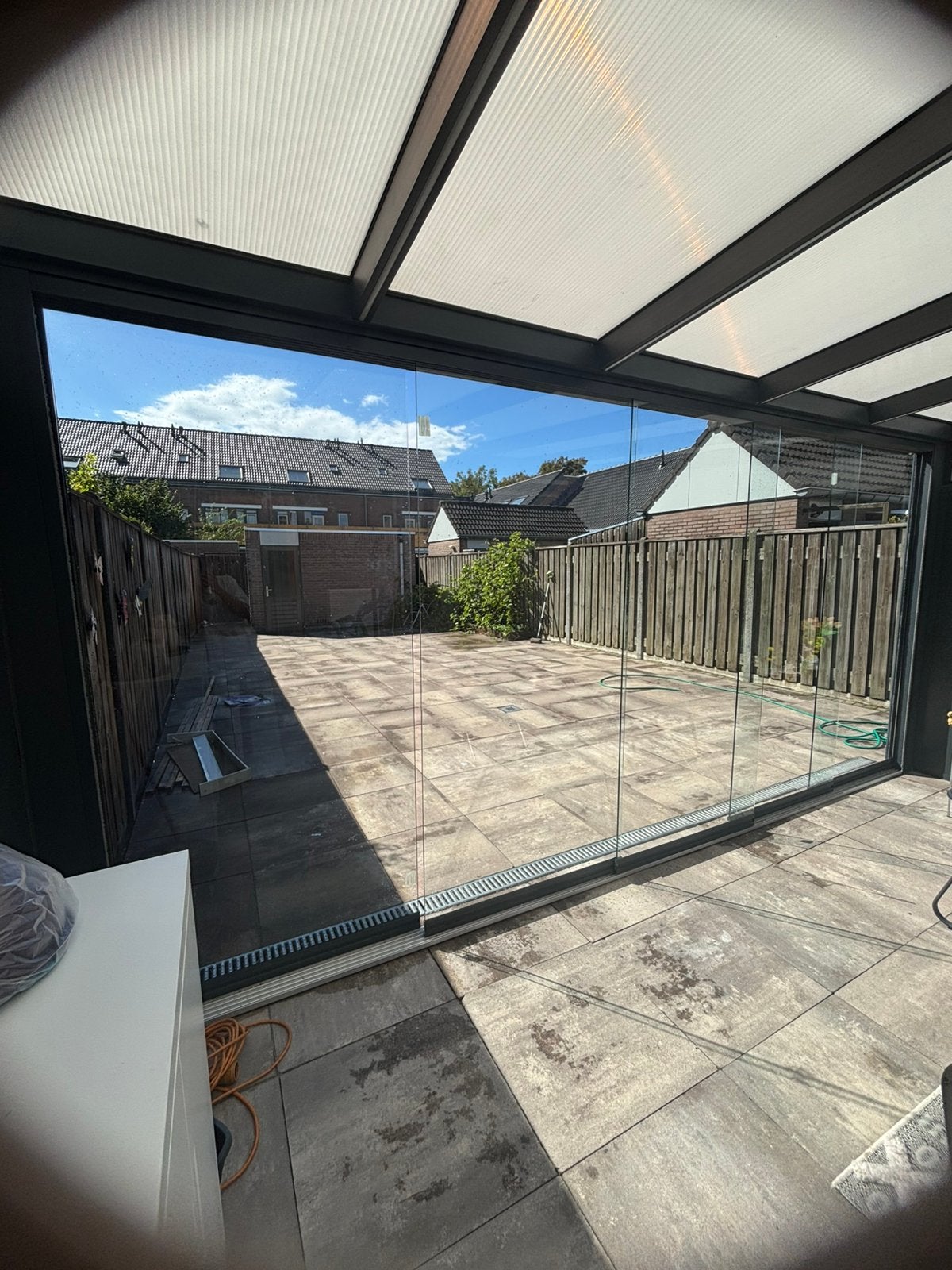 Glazenschuifwand, Tuin en Terras, Overkappingen, Ophalen, Zo goed als nieuw, Serre