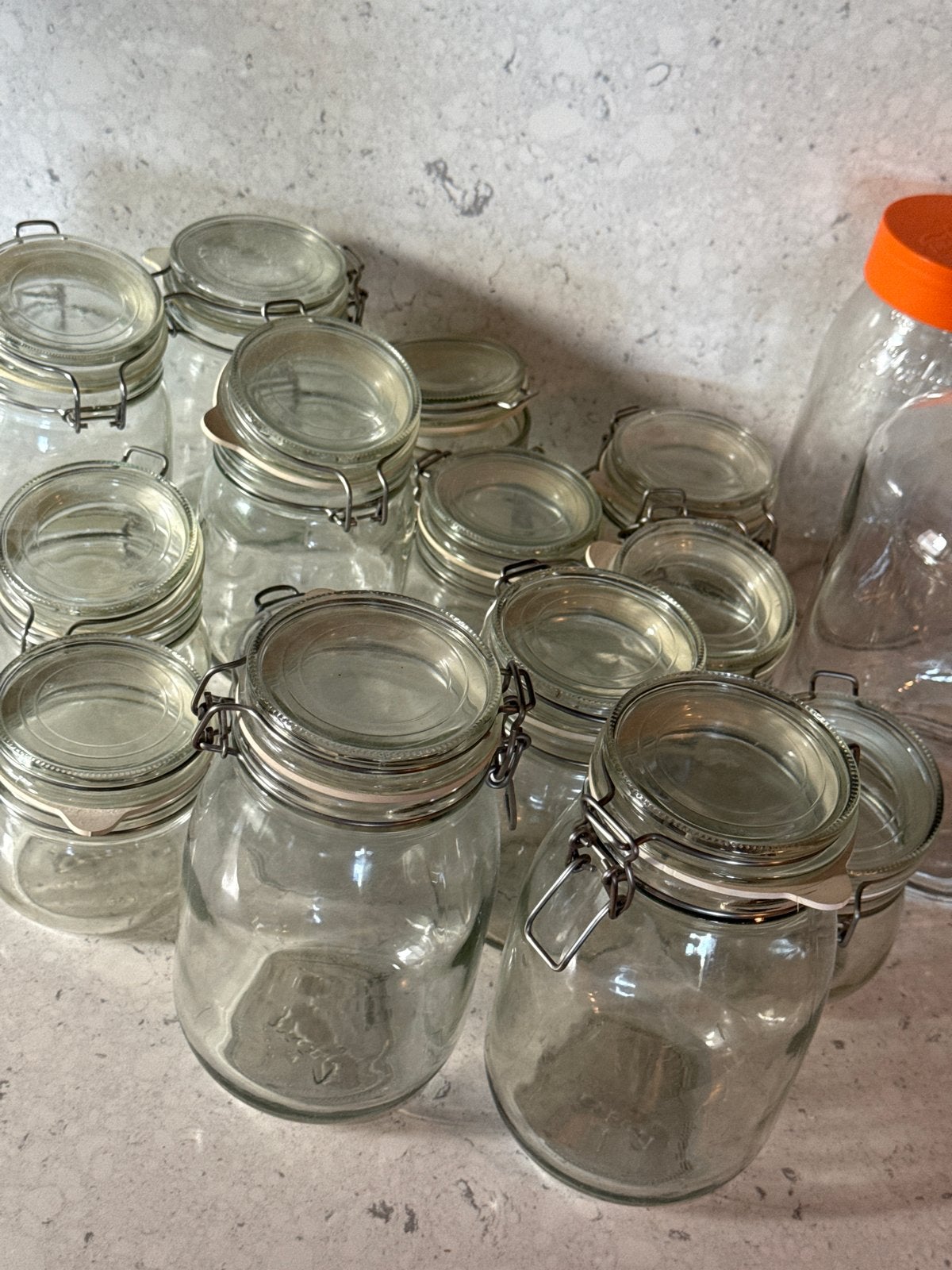 Verzameling wekpotten in diverse formaten, Voorraadpot, Ophalen, Gebruikt, Glas