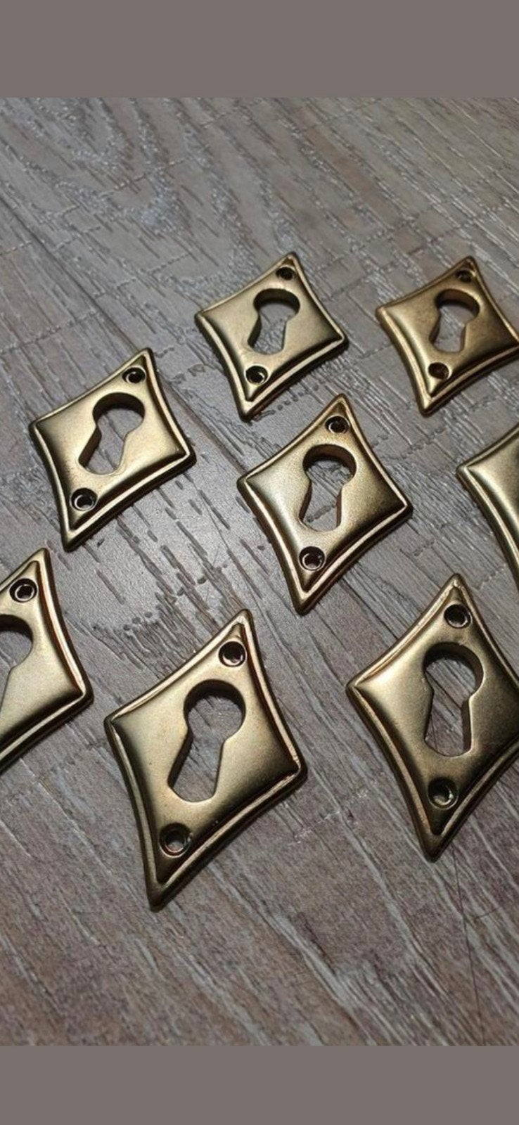 Antieke koperen Art Deco Sleutelplaten sleutelgat ornamenten, Ophalen of Verzenden