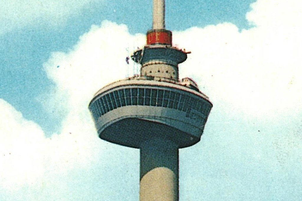 988409 Rotterdam 1971 Wederopbouw Euromast Gelopen met zegel, Ophalen of Verzenden, 1960 tot 1980, Gelopen, Zuid-Holland