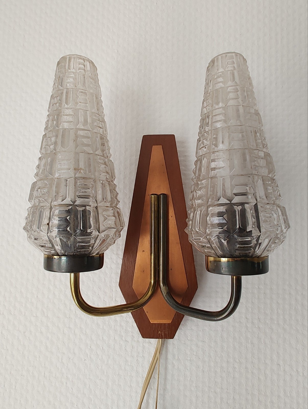 vintage wandlamp, Met snoer/stekker, Gebruikt, Bruin, Ophalen of Verzenden