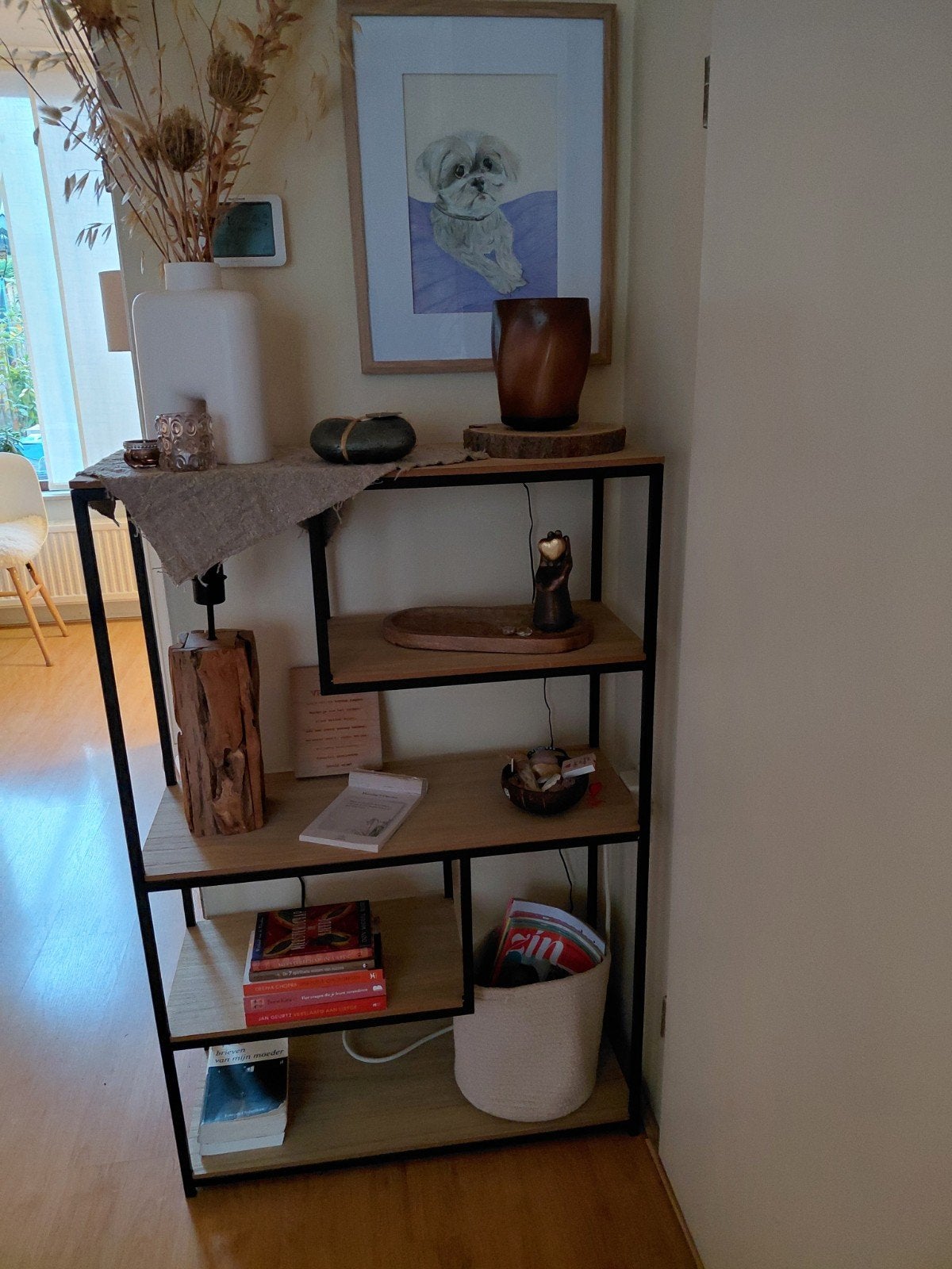 Boekenrek/Open rek met Zwart Frame, Met plank(en), Gebruikt, Modern, Industrieel, 100 tot 150 cm