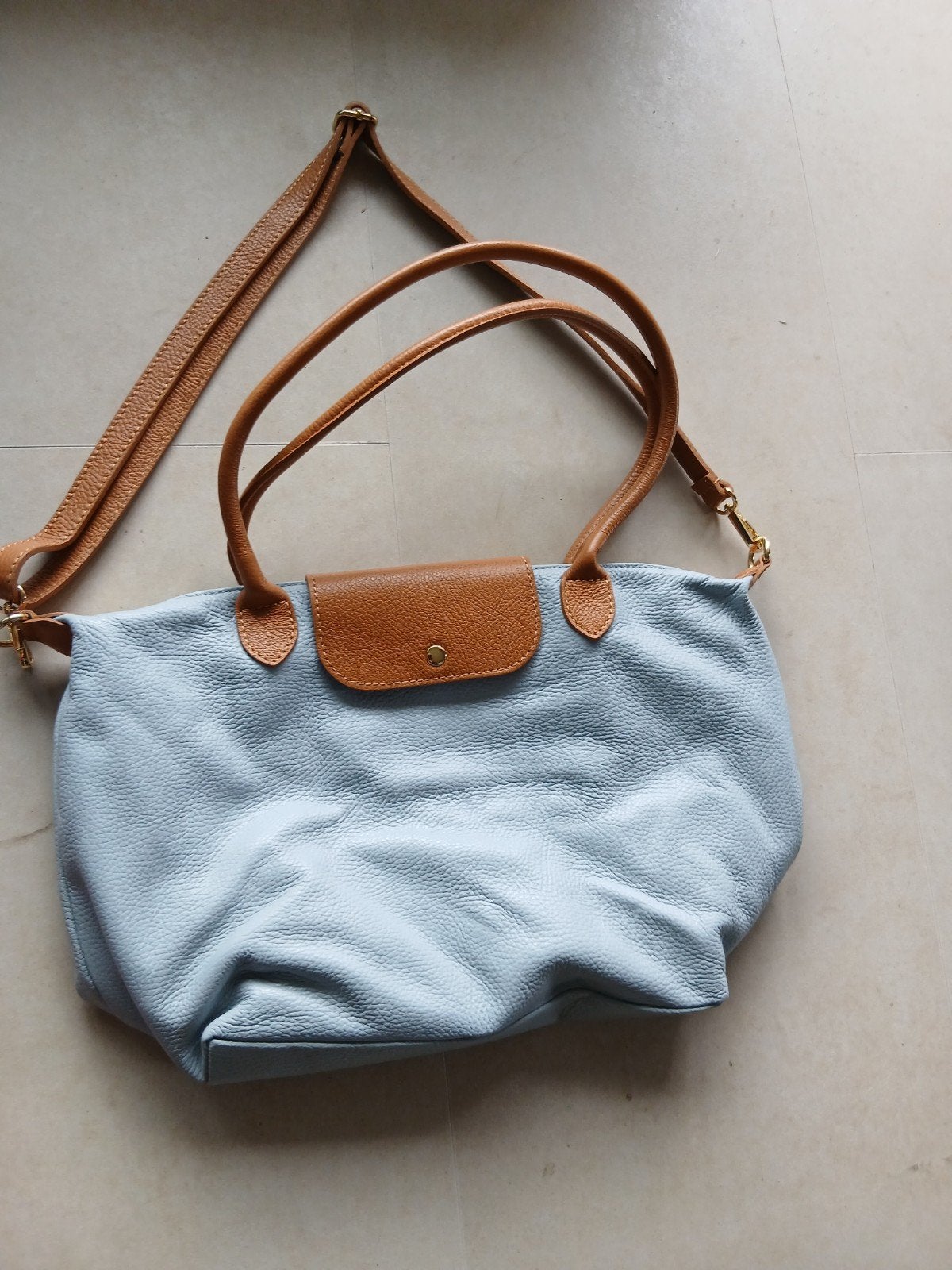 Nieuwe Biacci schoudertas/handtas, blauw en zwart leer, Ophalen of Verzenden