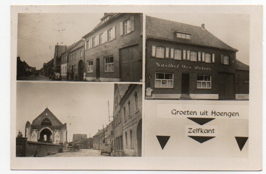 Groeten uit Hoengen Zelfkant 3-luik 1954, Ophalen, 1940 tot 1960, Gelopen, Limburg