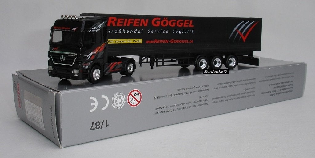 Herpa 285636 Actros L 1858 Zeildoek oplegger Reifen Göggel !, Ophalen of Verzenden, Zo goed als nieuw, Bus of Vrachtwagen, Herpa