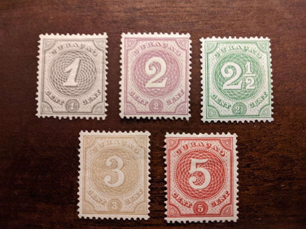 CURACAO 1889-1891; serie CIJFERZEGELS LEES, Verzenden, Postfris
