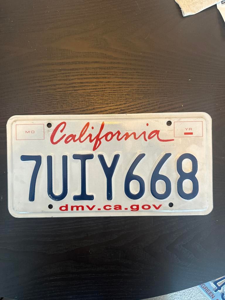 Vintage nummerplaat uit Californië - 7UIY668, Ophalen of Verzenden, Gebruikt