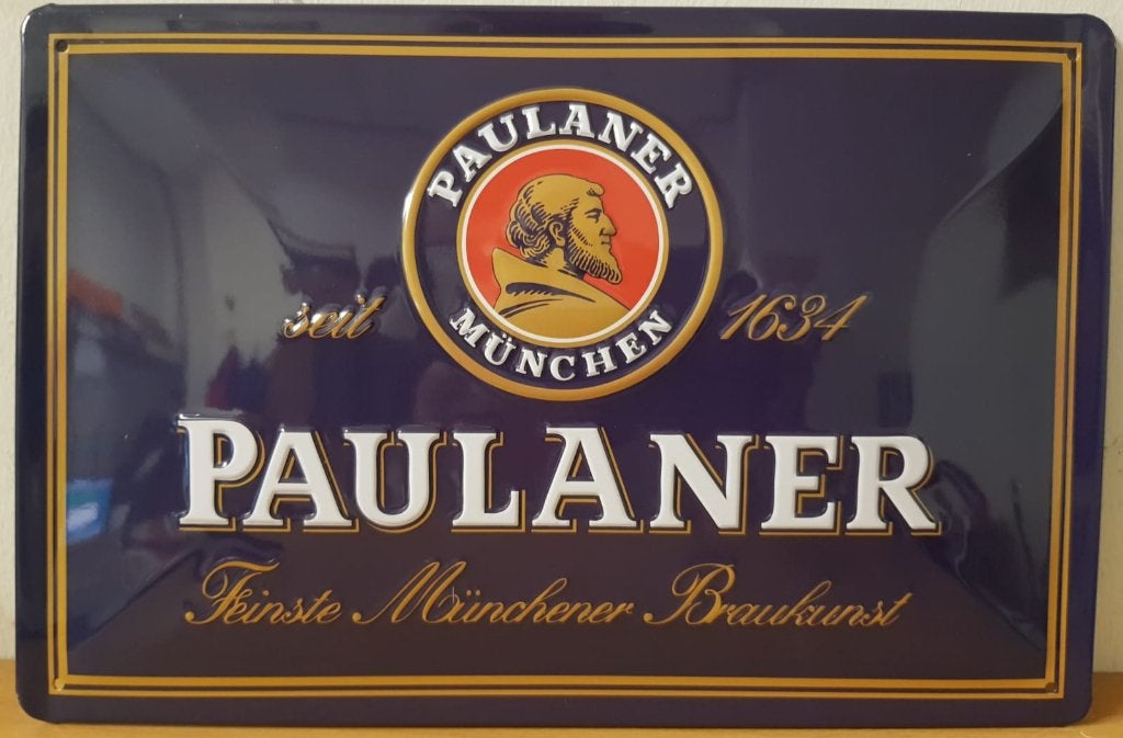Paulaner Munchen Bier reclamebord van metaal relief wanddeco, Ophalen of Verzenden, Nieuw, Reclamebord, Plaat of Schild, Overige merken