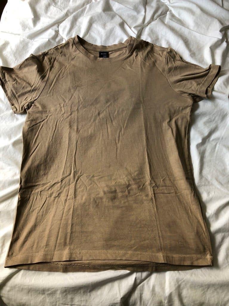 Set shirt + short bermuda Bershka beige bruin M wit/creme, Maat 48/50 (M), Beige, Ophalen of Verzenden, Zo goed als nieuw