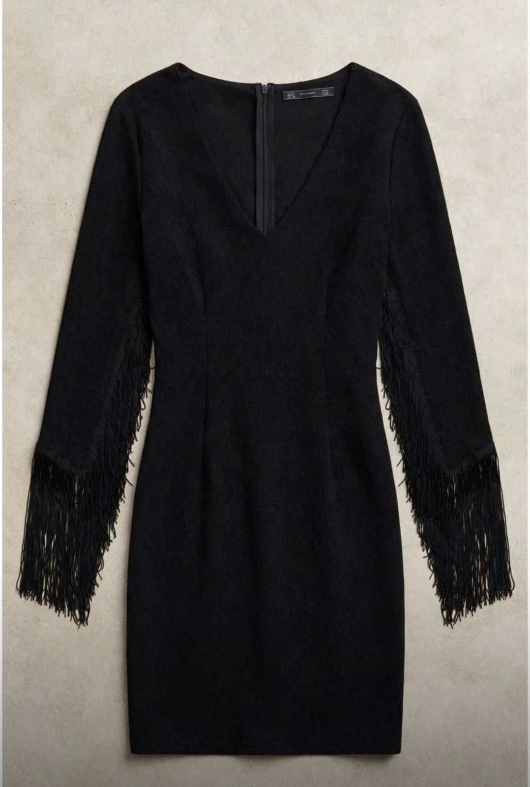 Zwarte jurk met franjes van Zara Trafaluc, maat S, Zwart, Ophalen of Verzenden, Maat 36 (S), Gedragen