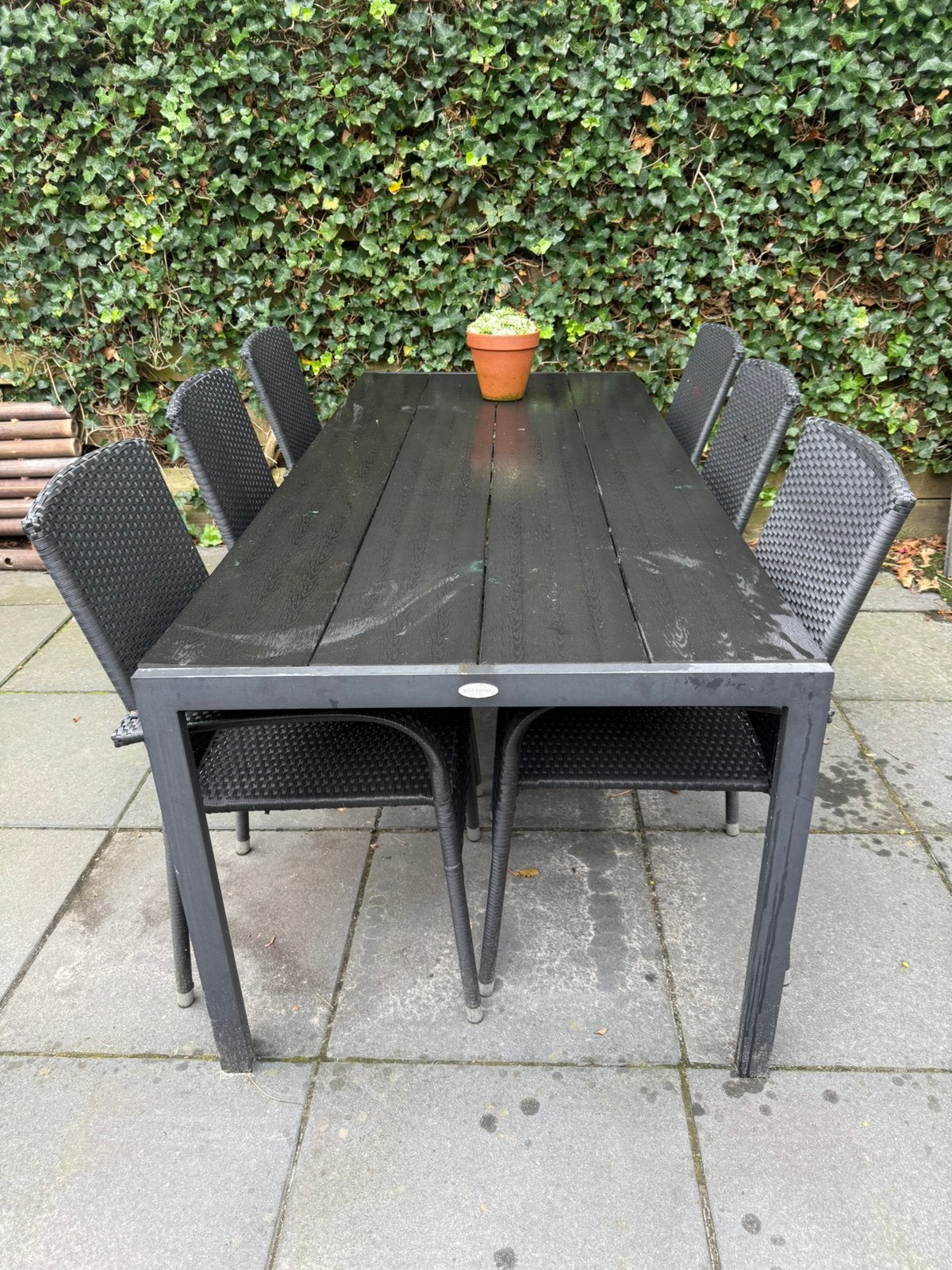 Tuintafel met 6 stoelen. Jutlandia, Ophalen, Kunststof, Gebruikt, Eettafel