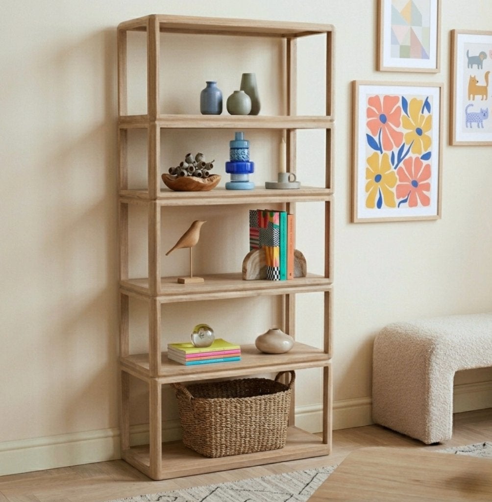Boekenkast Noëlle 200cm Naturel | Van €899, nu, GM, 200 cm of meer, Nieuw, Ophalen of Verzenden