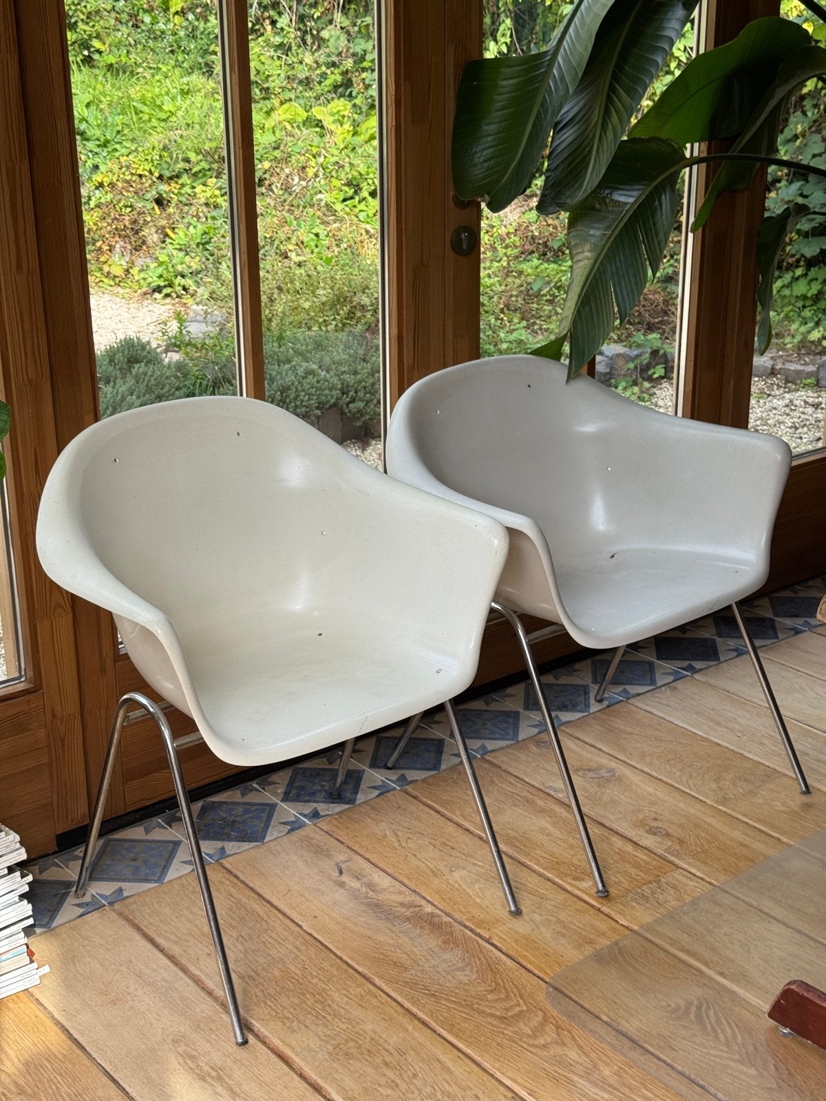 Vintage Lübke Set-Line design stoelen Konrad Schäfer, Ophalen, Twee, Wit, Space age vintage design