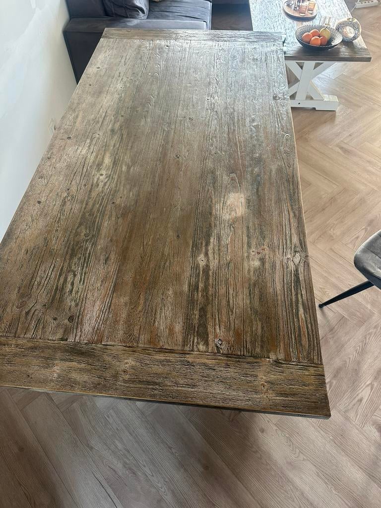Stoere Farmhouse Eetkamerset  Tafel, salontafel + 4 Stoelen!, Ophalen