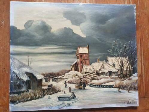 Schilderij winterlandschap G. W. van der Veldt Haarlem nr 1., Ophalen