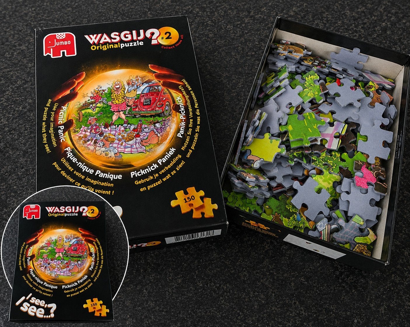 Wasgij Original Puzzel #2 Paniek-Picknick 150 stukjes, Hobby en Vrije tijd, Denksport en Puzzels, Ophalen of Verzenden, Minder dan 500 stukjes