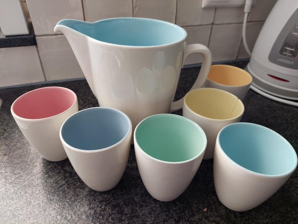 Regout Maastricht kan en bekers - vintage servies, Ophalen of Verzenden