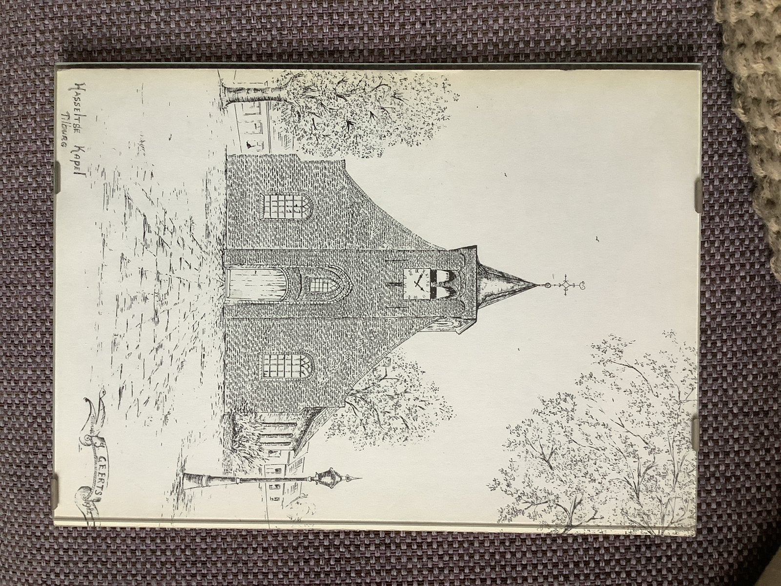 Hasseltse Kapel tekening van Geerts, Ophalen of Verzenden, Gebruikt, Gebouw, Prent