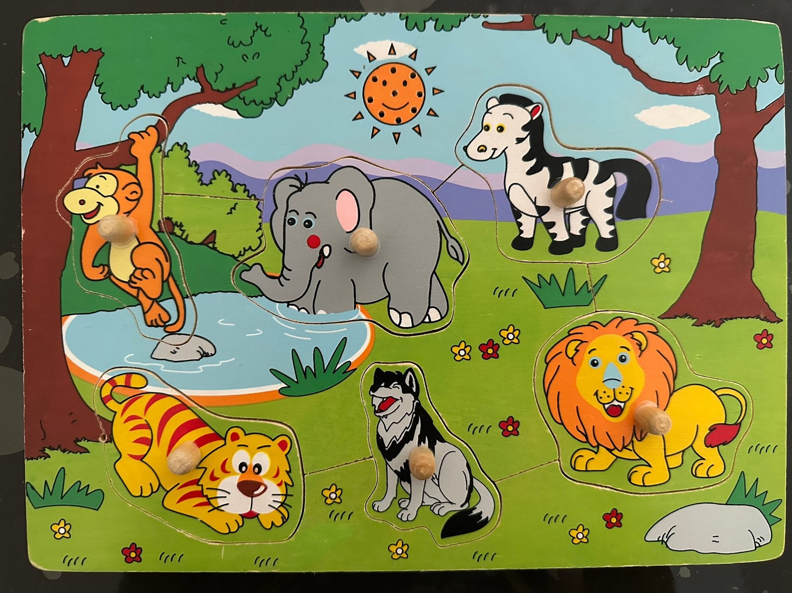 Dieren puzzel van hout, Ophalen, Zo goed als nieuw, Van hout