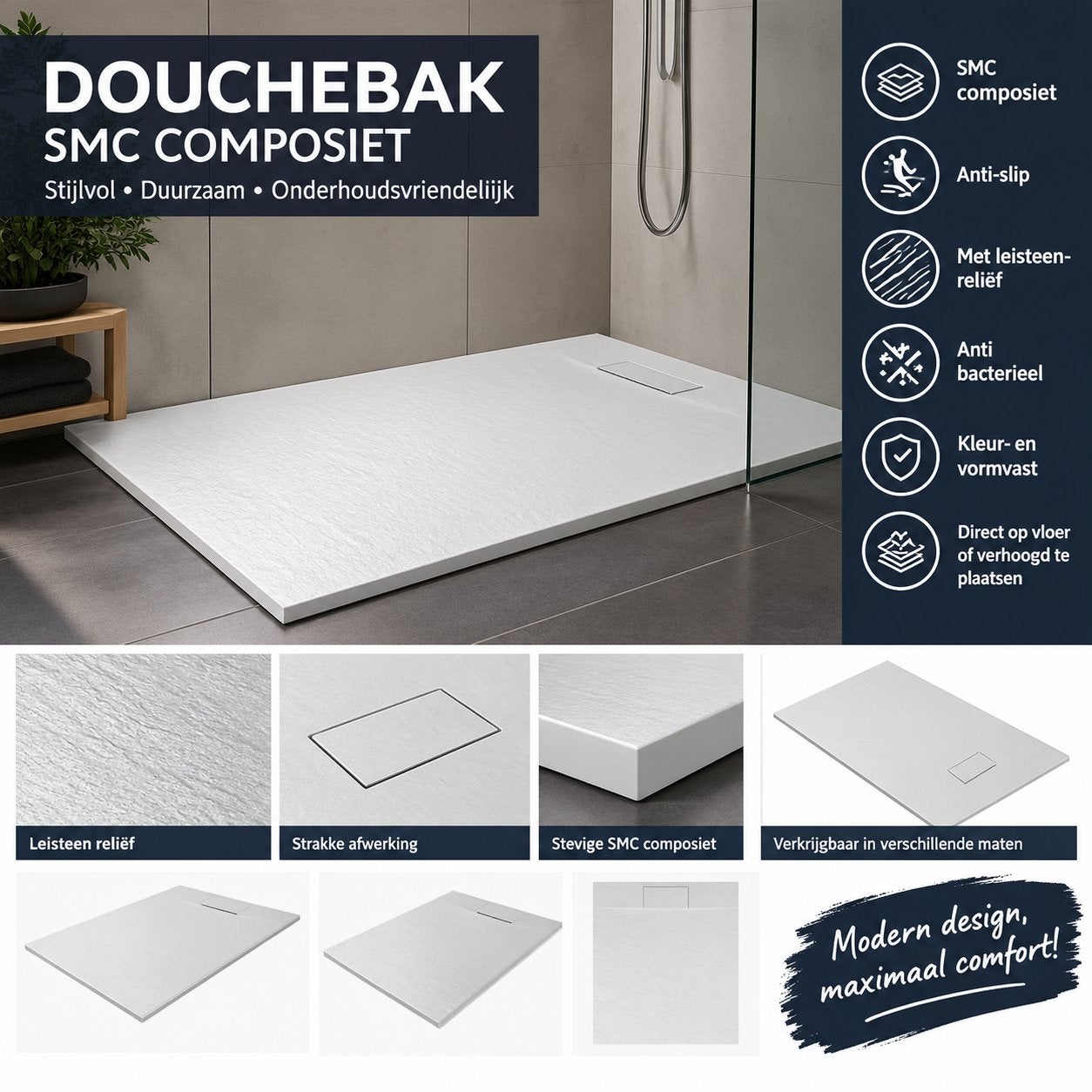 DOUCHEBAK VANAF €149 – LAGE DOUCHEBAK – VEEL MATEN & KLEUREN, Ophalen of Verzenden, Nieuw, Overige materialen, 20 tot 50 mm