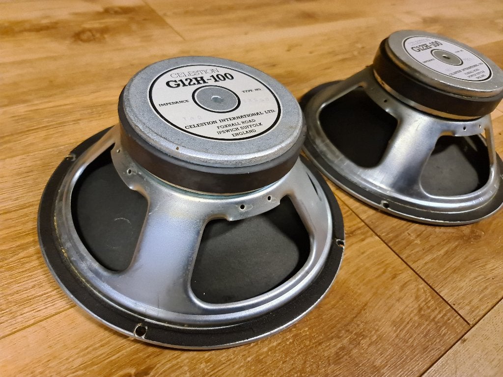 Celestion G12H-100 speakers (Set van 2) – 16 Ohm +/-1990, Ophalen of Verzenden, Gebruikt, 60 tot 120 watt, Overige merken
