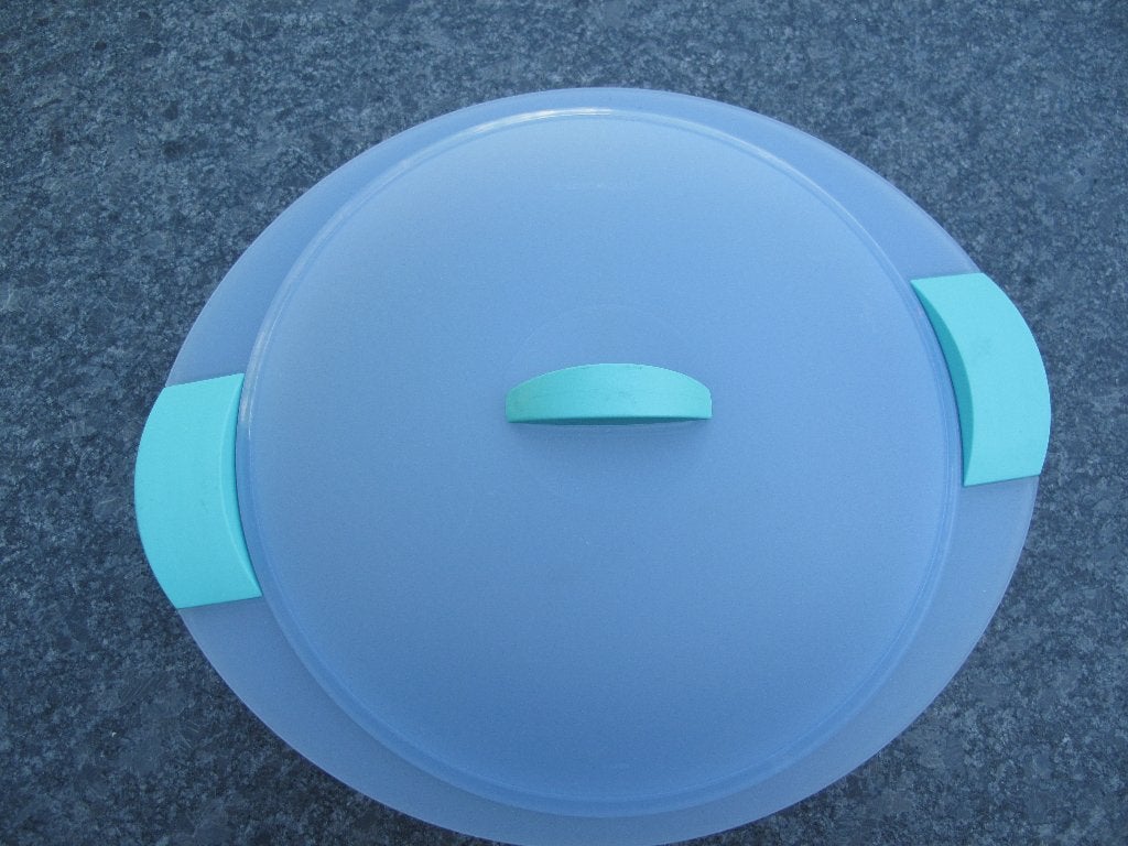 Tupperware serveerschaal bowl 4,5 ltr blauw met deksel zgan, Ophalen of Verzenden, Zo goed als nieuw, Blauw, Bak of Kom