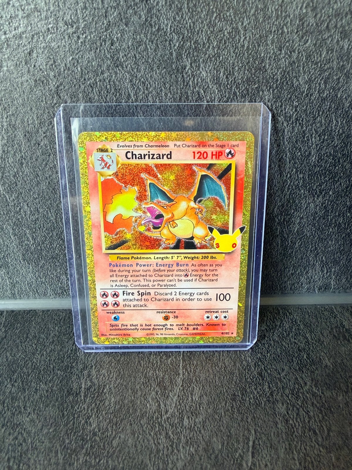 Charizard Celebrations 30th Anniversary Pokémon Kaart, Ophalen of Verzenden, Zo goed als nieuw, Losse kaart, Foil
