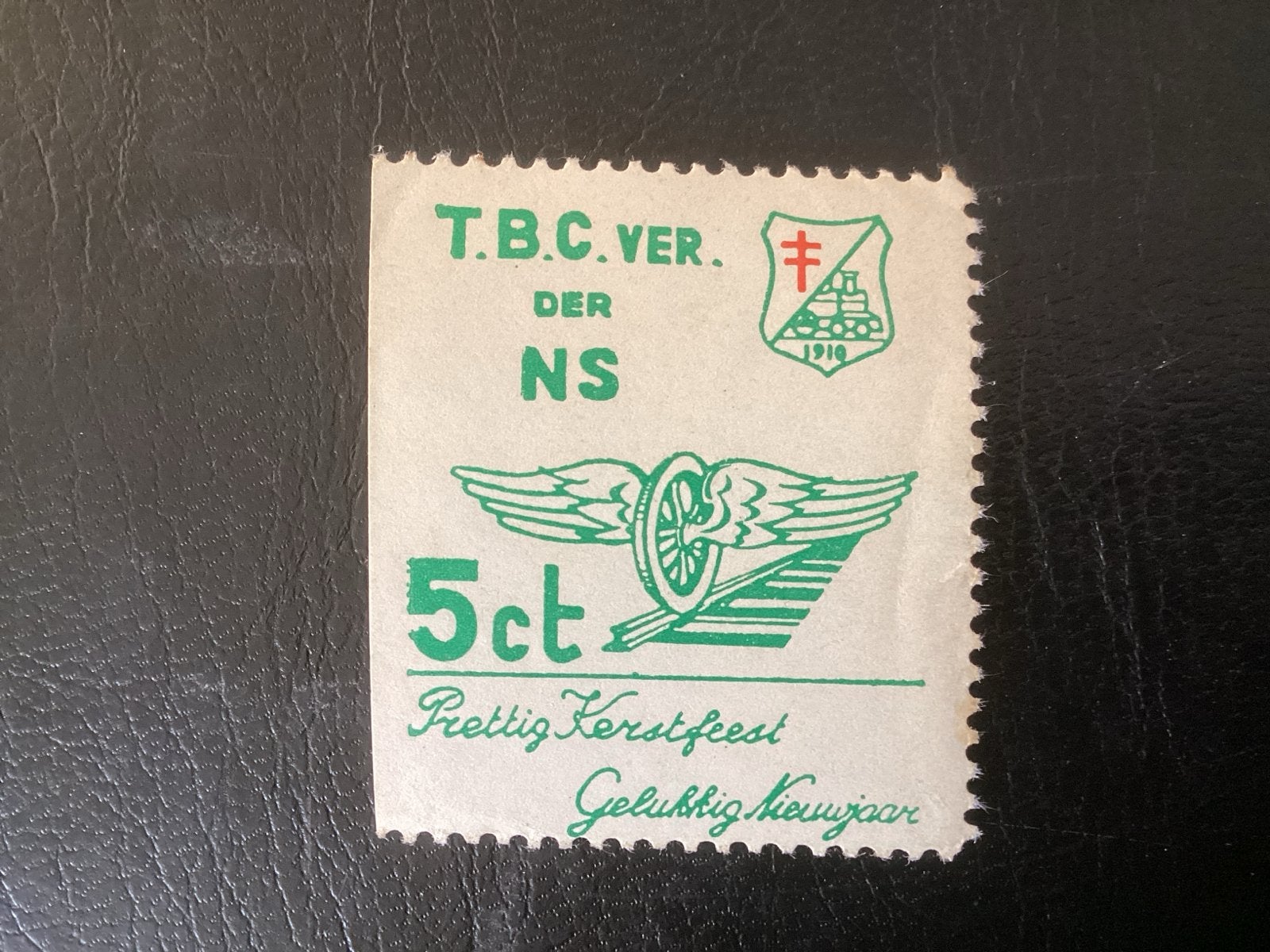 Zeldzame T.B.C. Ver. DER NS 5ct postzegel 1910, Ophalen of Verzenden, T/m 1940, Gestempeld