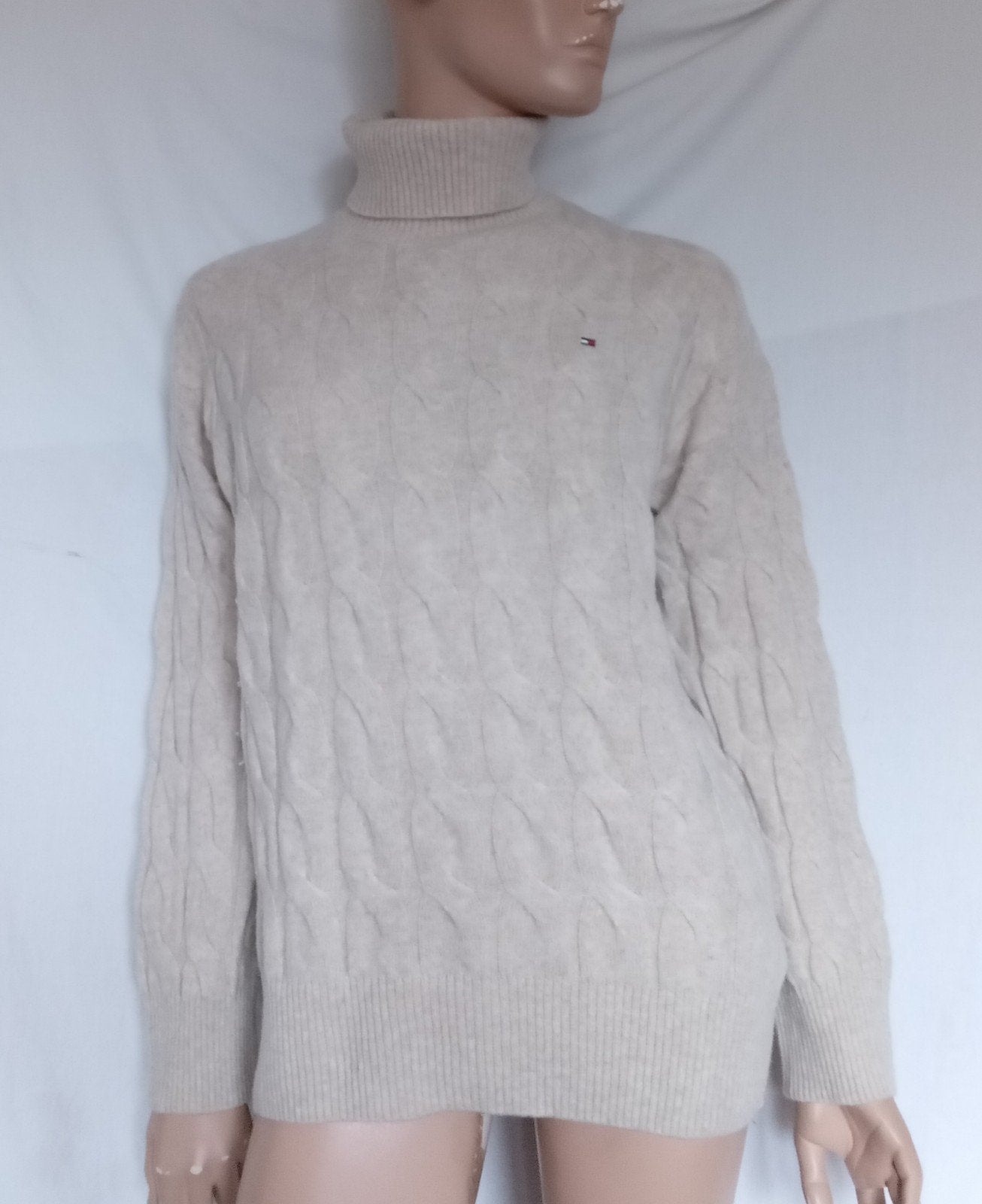 TOMMY HILFIGER Trui , Maat L , WOL, Ophalen, Zo goed als nieuw, Maat 42/44 (L), Beige