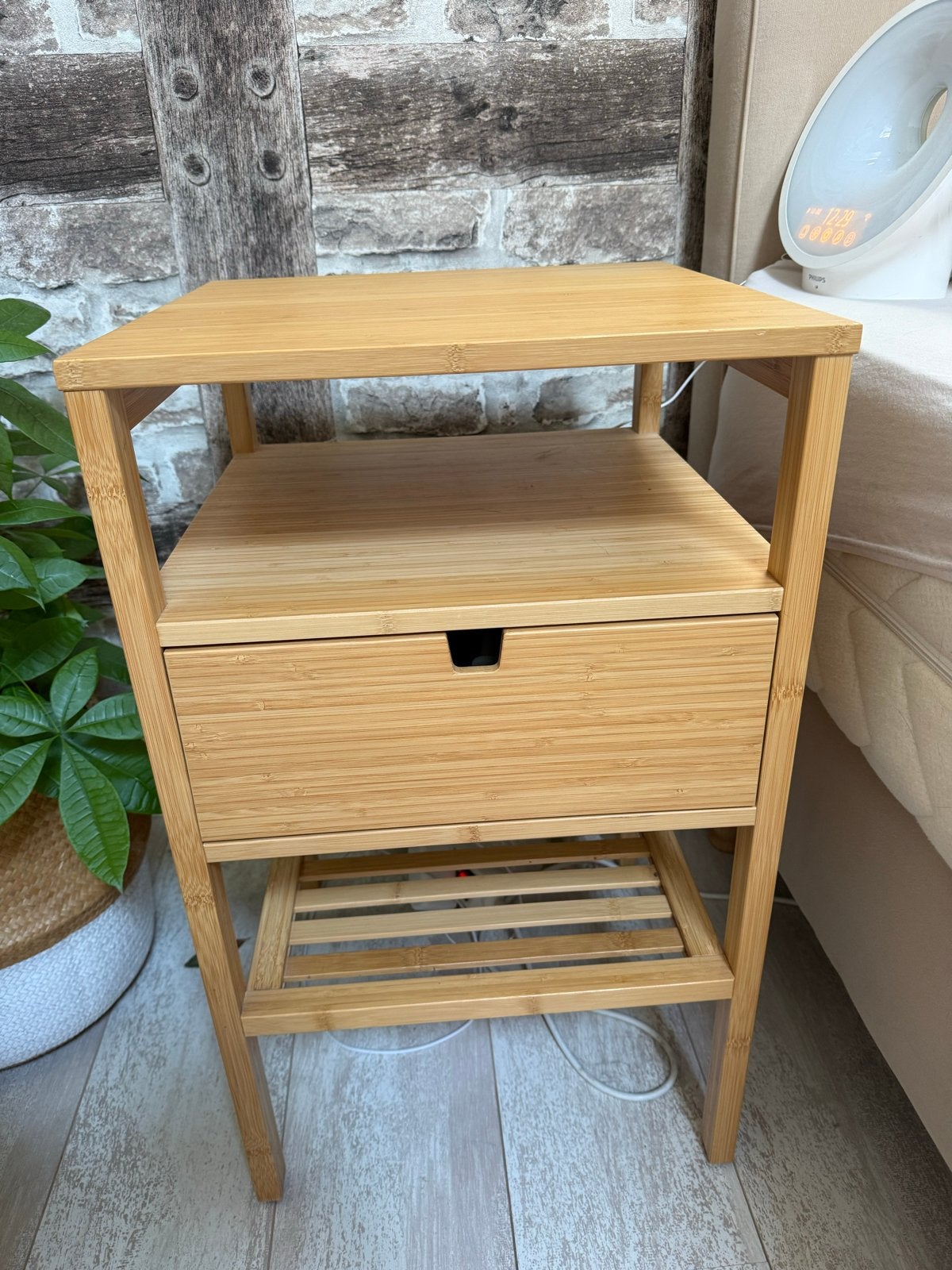 Twee Ikea Nordkisa nachtkastjes bamboe, Ophalen, Minder dan 45 cm, Zo goed als nieuw, 70 cm of meer