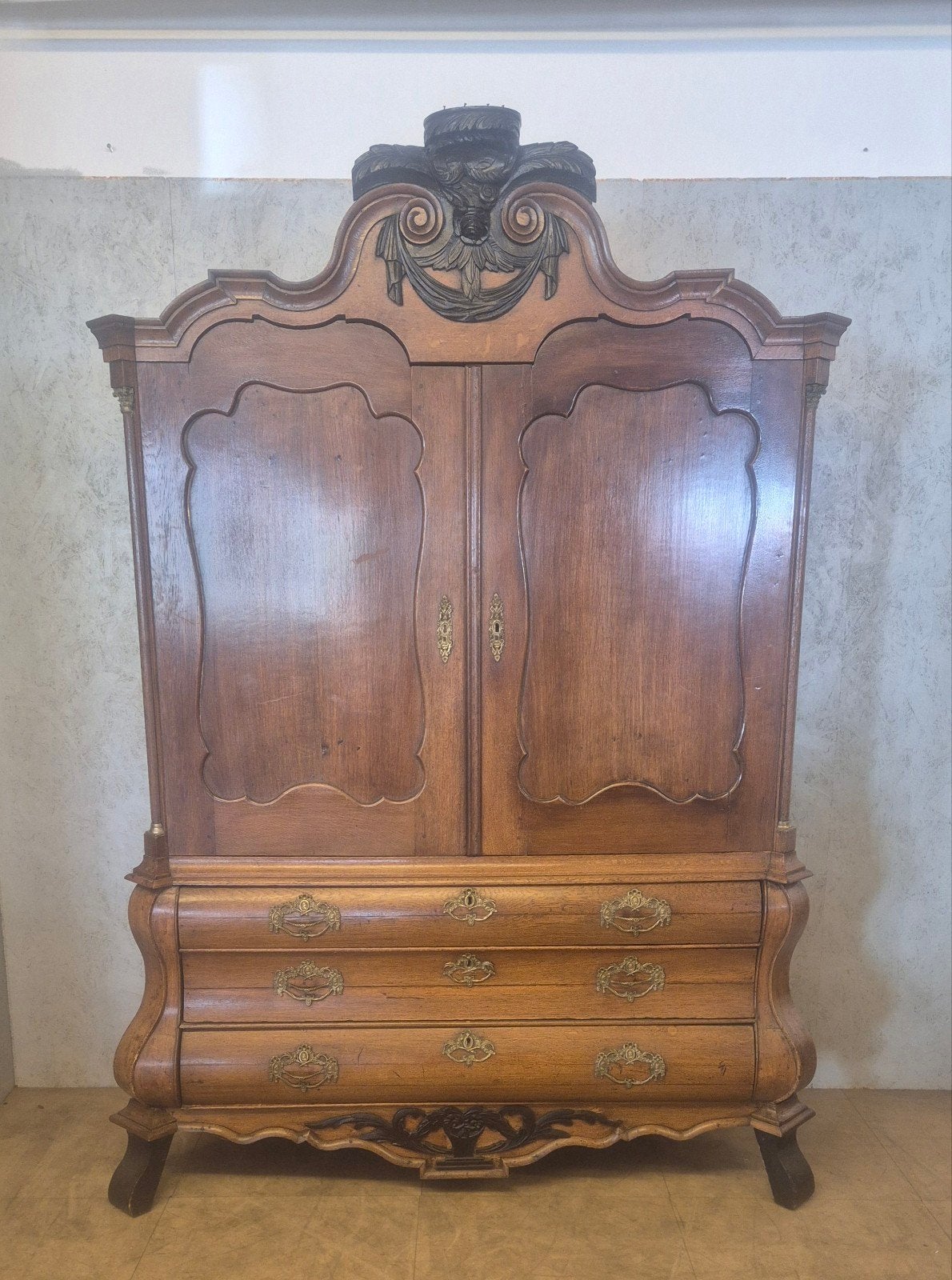 18e-eeuws Hollands eiken rococo kabinet, Antiek en Kunst, Antiek | Meubels | Kasten, Ophalen