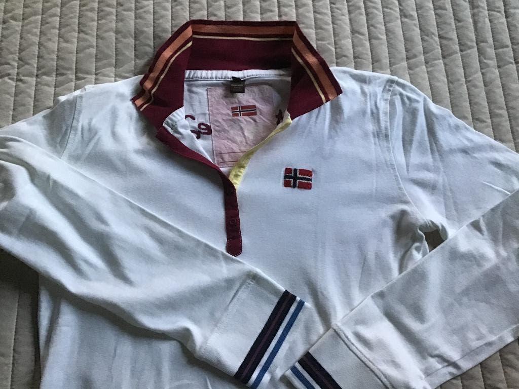 Napapijri witte polo lange mouw xL, Kleding | Dames, Wit, Maat 42/44 (L), Ophalen of Verzenden, Zo goed als nieuw
