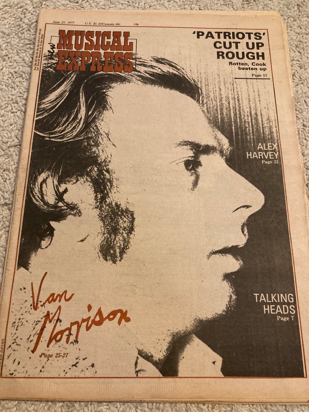 NME 1977 TALKING HEADS Alex Harvey PIRATES Van Morrison JAM, Ophalen of Verzenden, Gelezen, Muziek, Film of Tv