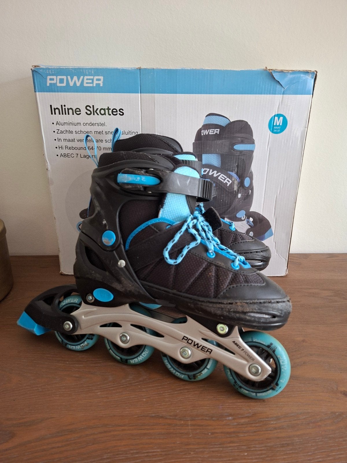 Skeelers inline skates 34 - 37 blauw zwart, Kinderen, Inline skates 4 wielen, Ophalen, Overige merken