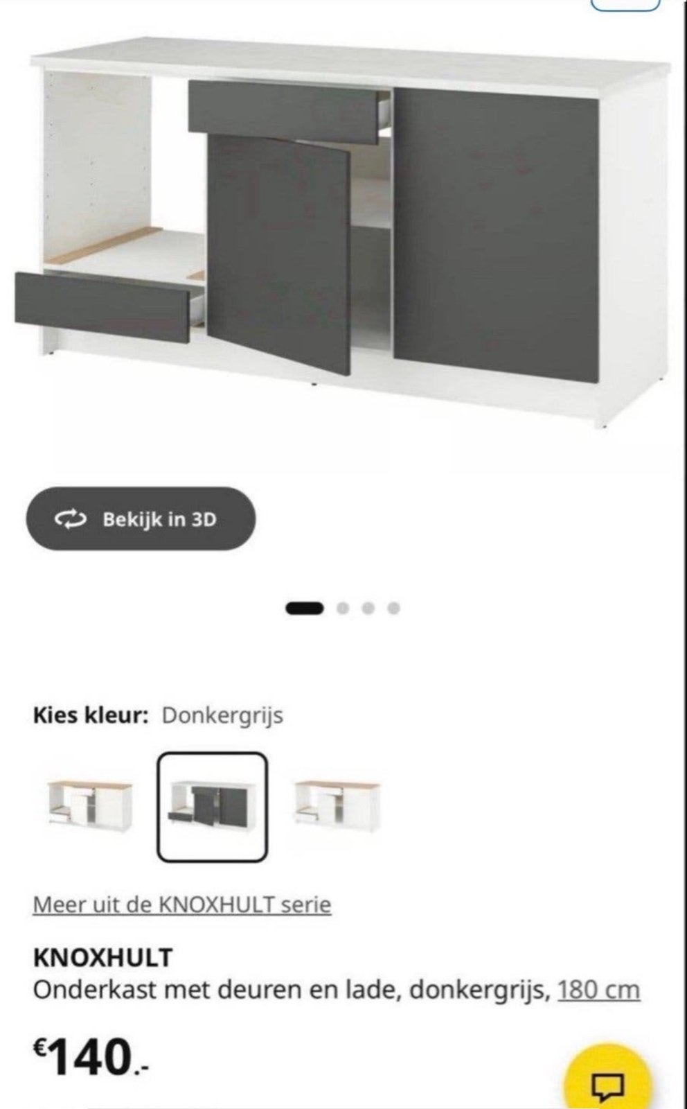 Nieuwe IKEA KNOXHULT onderkast met deuren en lade, Ophalen of Verzenden, Nieuw