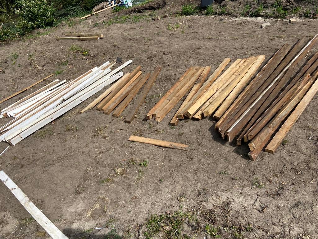Eiken houten balken diverse lengtes, Doe-het-zelf en Verbouw, Hout en Planken, Zo goed als nieuw, Balk, Eiken, 50 mm of meer, Ophalen