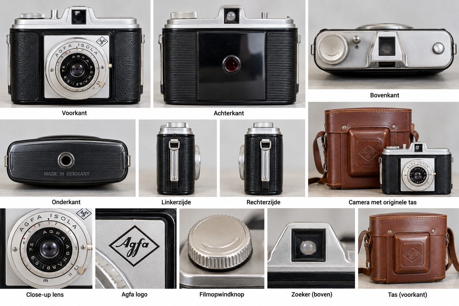 Vintage Agfa Isola I camera met originele leren tas, Ophalen of Verzenden