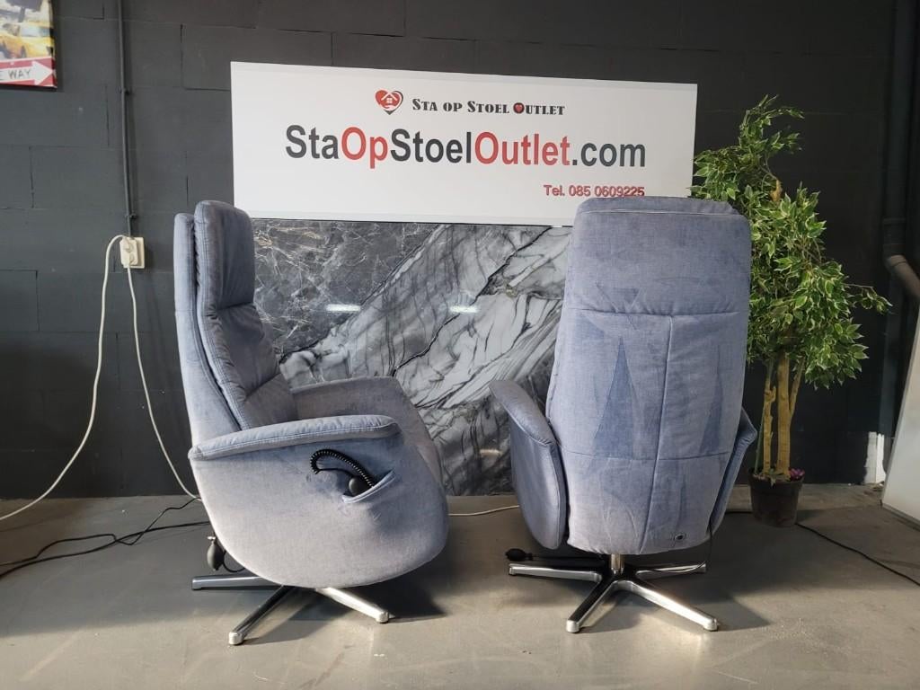 Staopstoel Set Stof Blauw Sterpoot op accu, Minder dan 50 cm, Minder dan 75 cm, Ophalen of Verzenden, Zo goed als nieuw