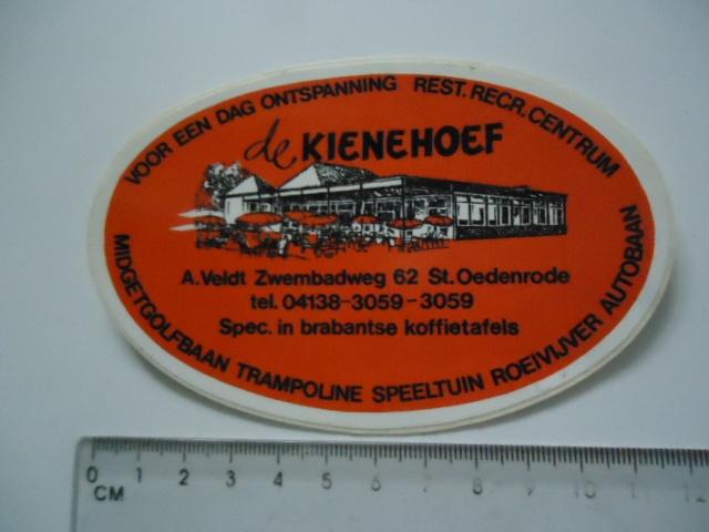 sticker oud St Oedenrode Kienehoef speeltuin midgetgolf kart, Verzenden, Zo goed als nieuw, Bedrijf of Vereniging