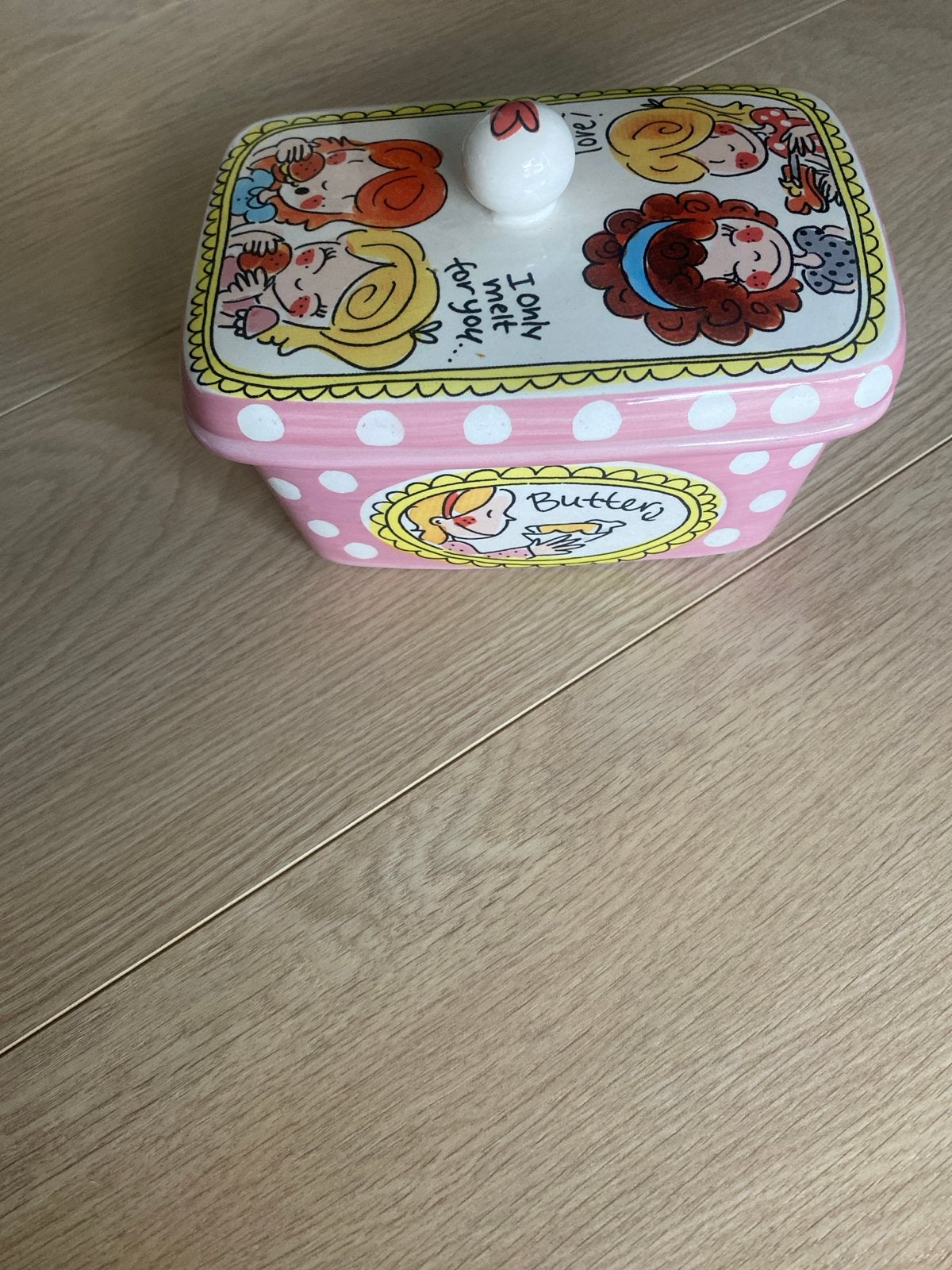 Blond Amsterdam botervloot - Roze met stippen, Zo goed als nieuw, Roze, Steen/keramiek, Ophalen