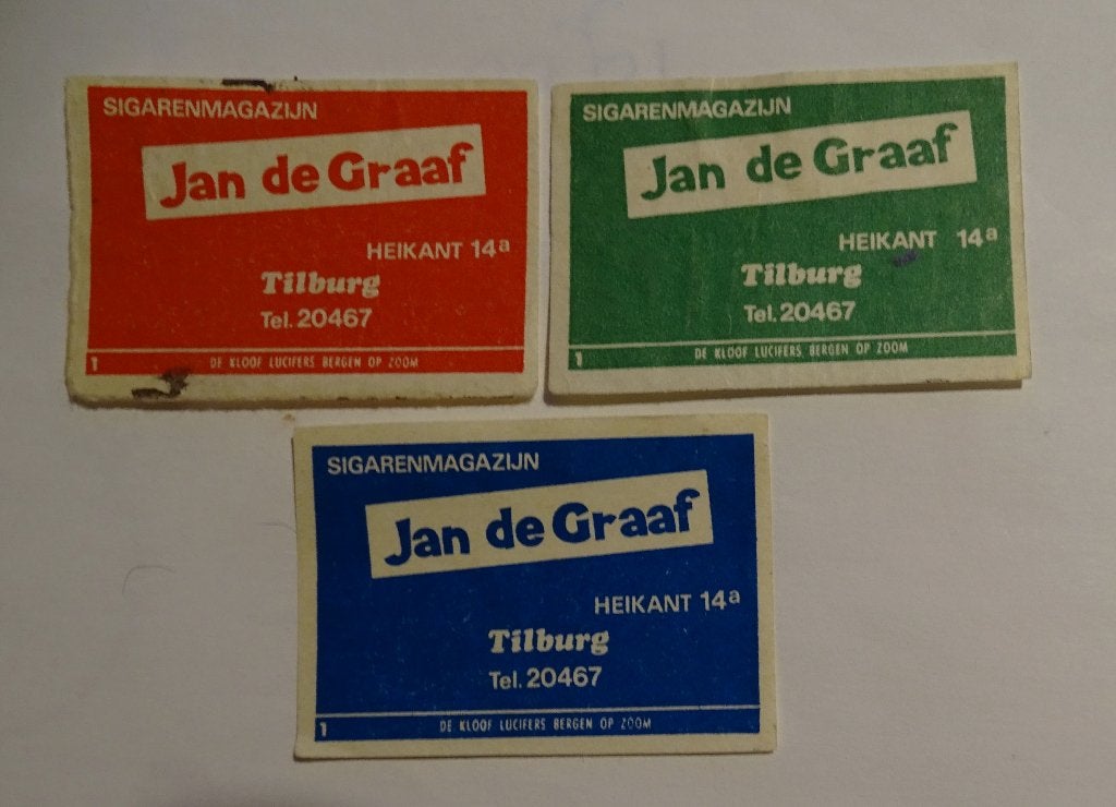 JAN DE GRAAF   Sigarenmagazijn   Heikant    TILBURG, Verzenden, Gebruikt, Luciferdoosjes of -merken