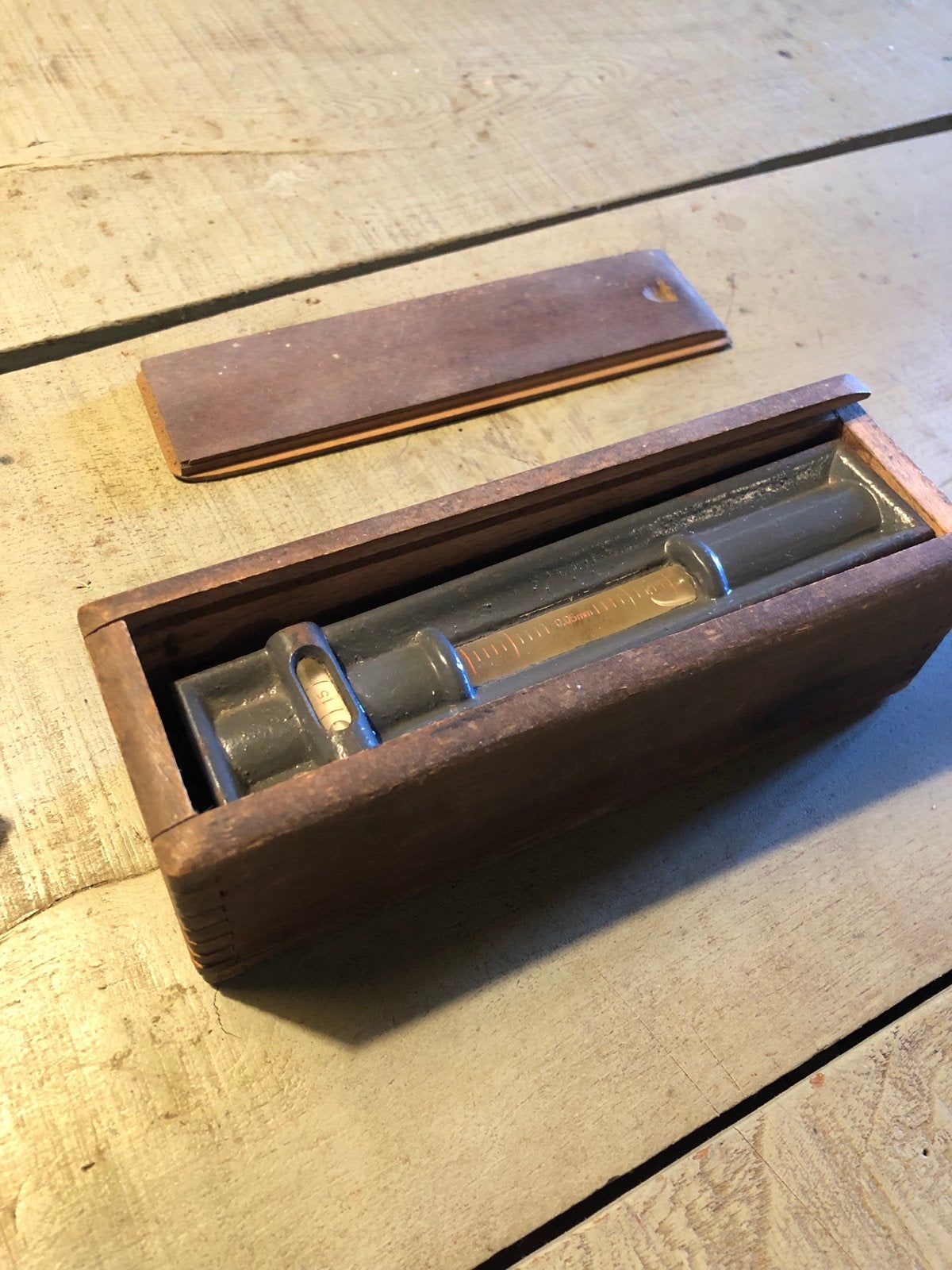 Vintage Waterpas in Houten Kistje, Ophalen of Verzenden