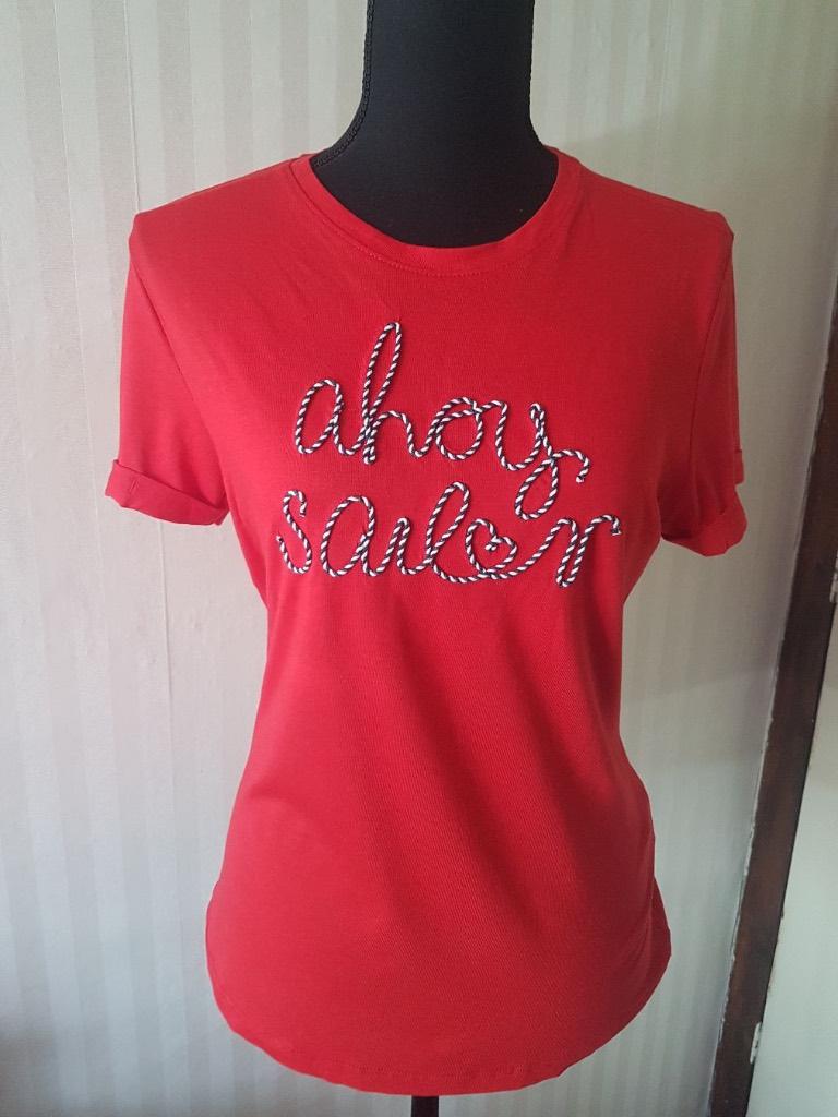 Leuke nautical ahoy sailor top t shirt in rood nieuw S 36/38, Verzenden, Nieuw, Korte mouw, Maat 36 (S)