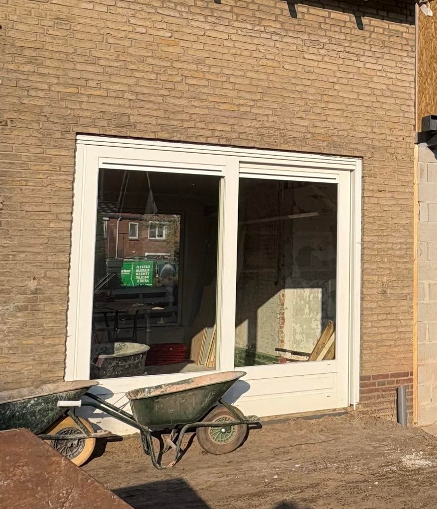 Houten schuifpui kozijn dubbel glas 252 breed x 245 hoog, Ophalen, Gebruikt, 200 cm of meer, Wit