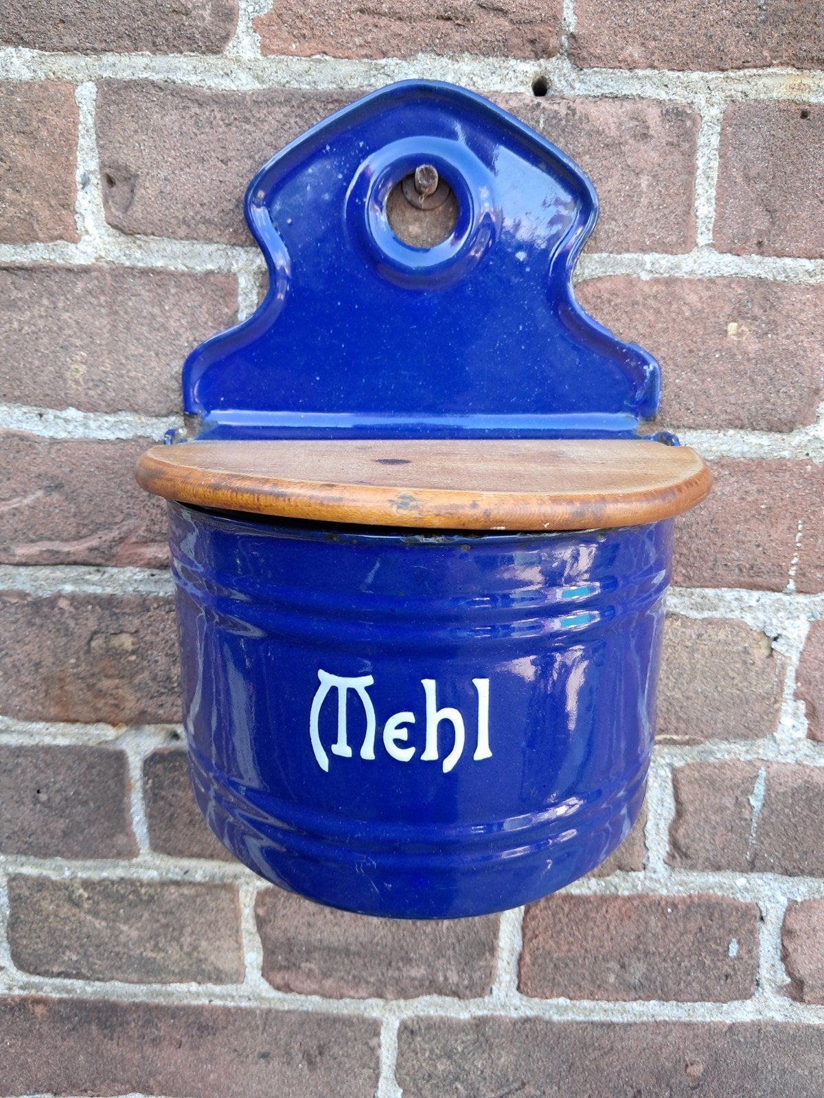 Mooi emaille kobaltblauw Mehl/Meel pot., Antiek en Kunst, Antiek | Emaille, Ophalen of Verzenden