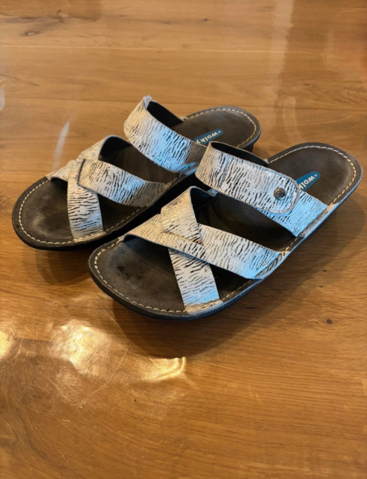 Wolky slippers / sandalen maat 39, Wit, Gedragen, Sandalen of Muiltjes, Ophalen of Verzenden