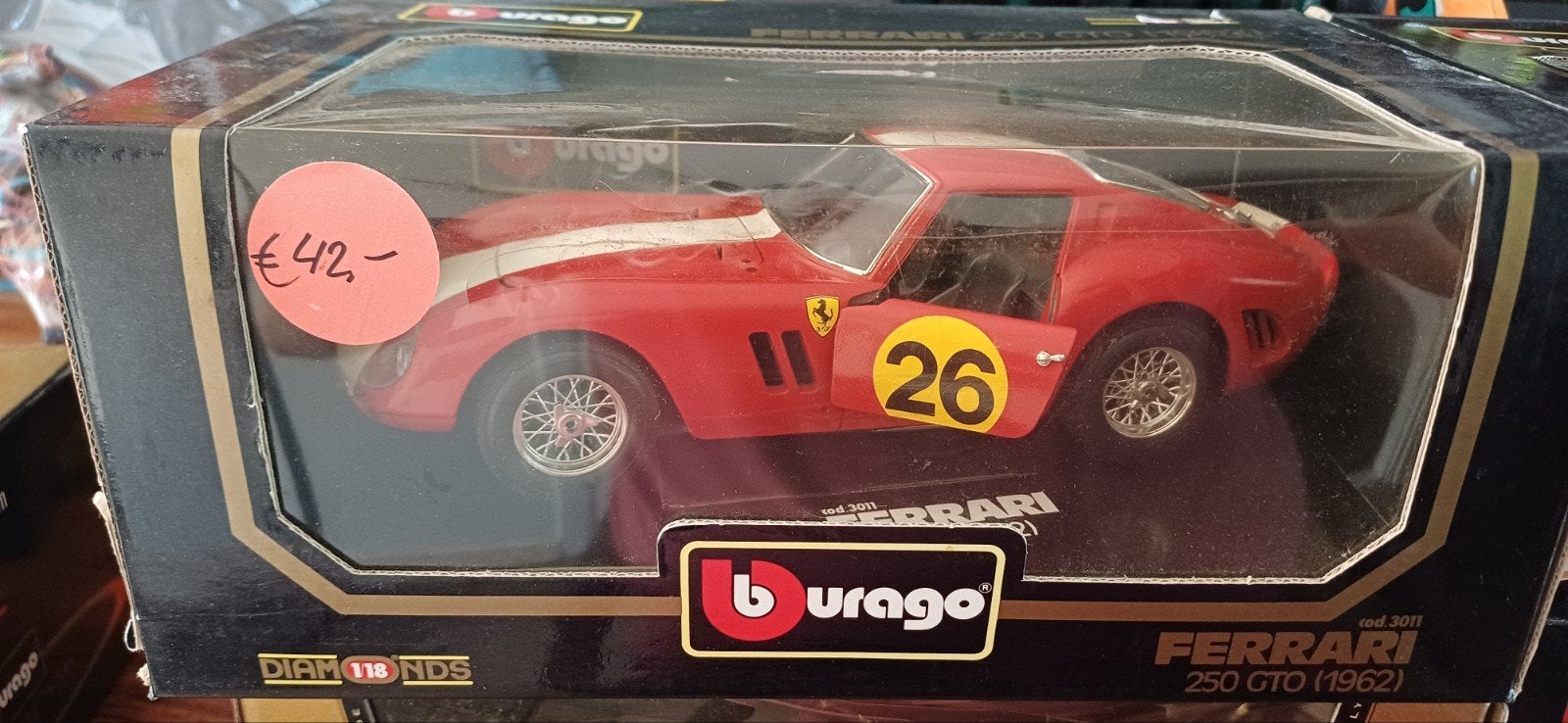 Burago Ferrari 250 GTO (1962) schaalmodel, Hobby en Vrije tijd, Modelauto's | 1:18, Ophalen, Nieuw, Auto, Bburago